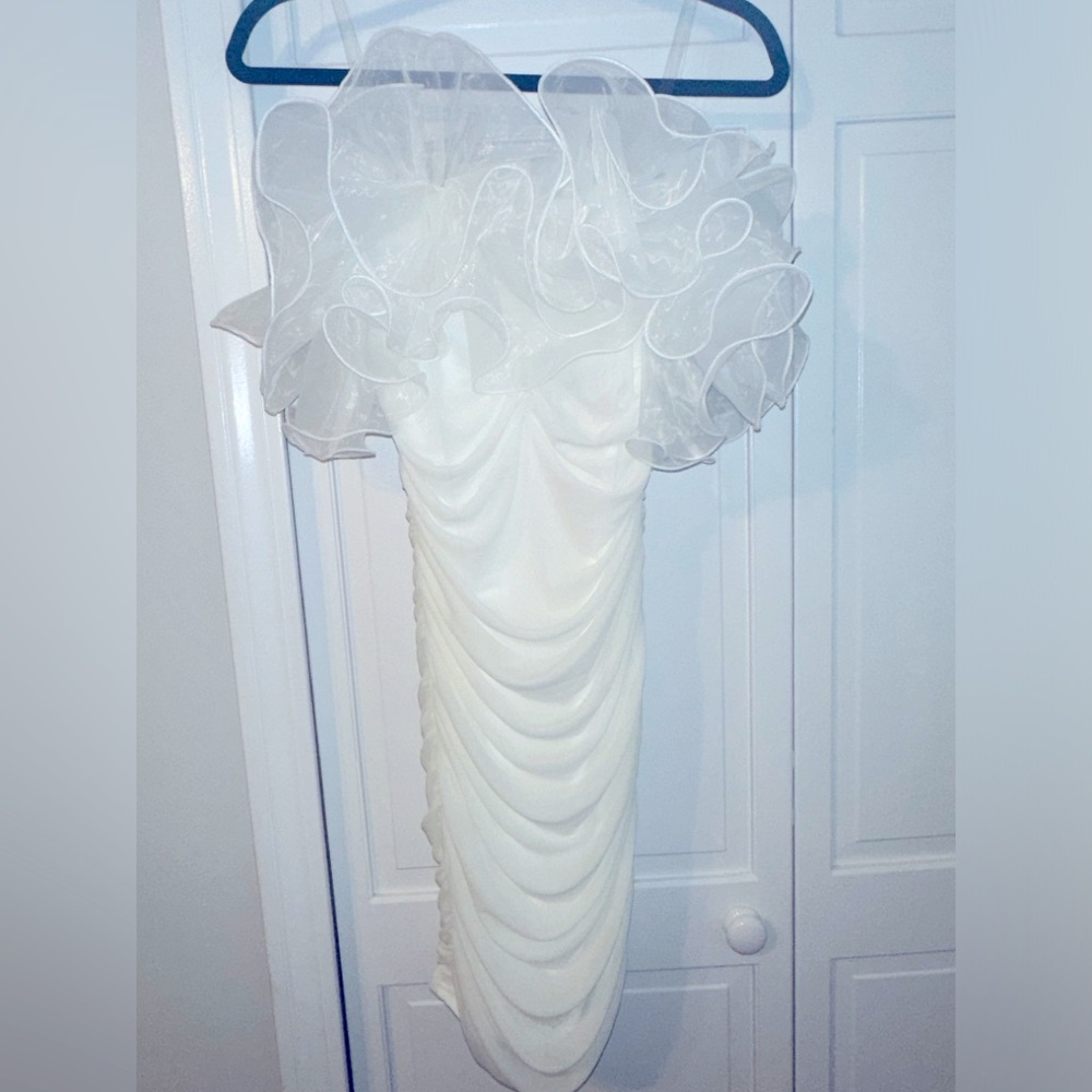 Fashion Nova White Mini Mesh Dress
